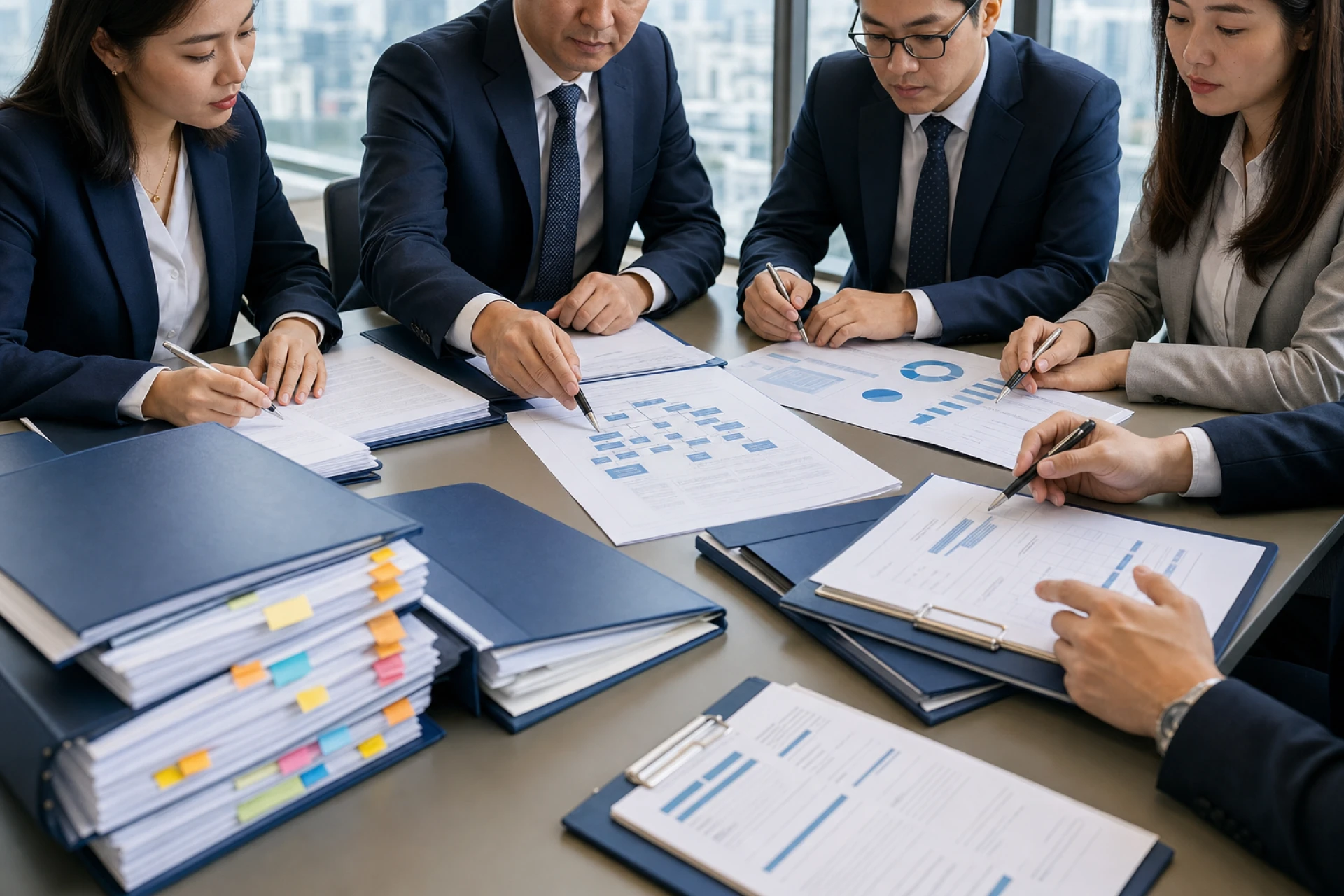 Nhóm chuyên gia rà soát hồ sơ cho giao dịch M&A tại Quận 4