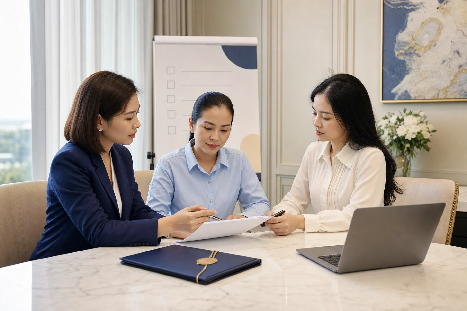Luật sư và các bên rà soát hồ sơ tranh chấp lao động