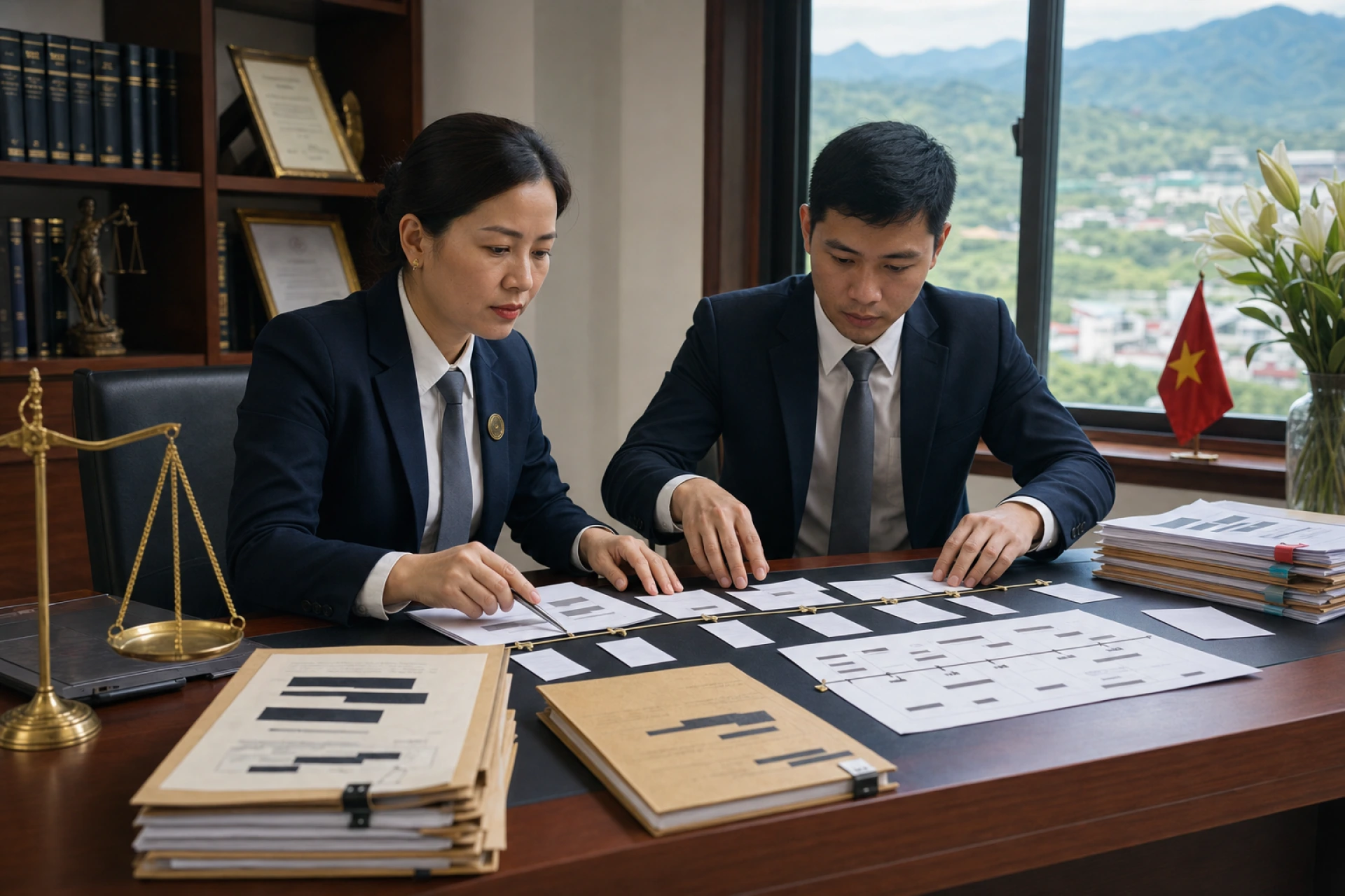 Luật sư nghiên cứu hồ sơ bào chữa tại Điện Biên