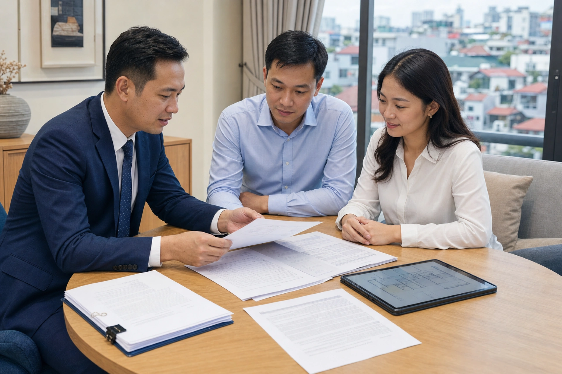 Luật sư cùng gia đình rà soát giấy tờ tài sản thừa kế tại Hà Nội